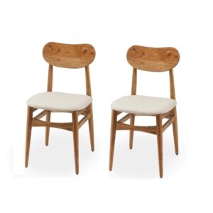 Ganpati Arts Sheesham Wood Oval Study Dining Chair Set of 2 Desk Chair with Cushion for Living Room Wooden Furniture for Home Office (Natural Finish) 1 Year Warranty