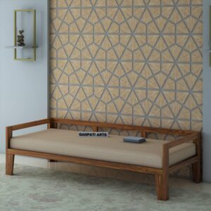Ganpati Arts Solid Sheesham Wood 3 Seater Sofa Cum Couch for Living Room Hall Bedroom Wooden Furniture for Home (Brown Finish) 1 Year Warranty