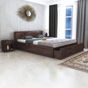 Premium Wooden King Size Bed with Half Box | Ganpati Arts