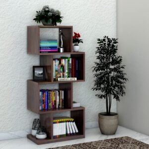 Ganpati Arts Sheesham Wood Book Shelf for Living Room (Walnut Finish)