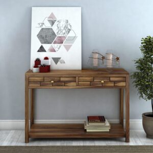 Ganpati Arts Sheesham Wood Console Table for Living Room (Teak Finish)