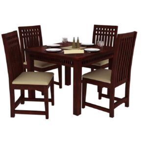 Solid Sheesham Wood Dining Table 4 Seater with Chair Set