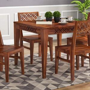 Sheesham Wood Dining Table 4 Seater Set with Chair