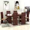 Wood Dining Table 6 Seater with Cushion Chair Set