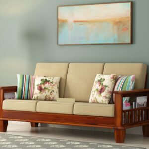 Teak Wood 3 Seater Sofa Set for Living Room