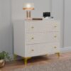 GCA1 WOODZONE 3 Drawer Wooden Chest of Drawers – Warm White