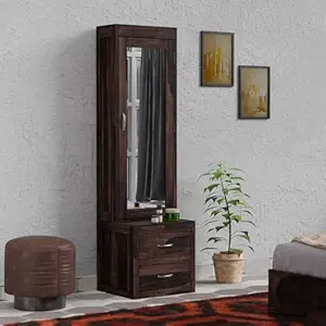 Sheesham Wood Dressing Table with Door Storage Solid Wood Dressing Table (Walnut Finish)