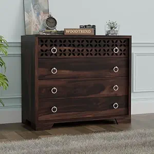 Sheesham Wood Sideboard Cabinet for Living Room Wooden Storage Cabinet for Home (Walnut)