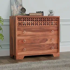 Sheesham Wood Sideboard Cabinet for Living Room Wooden Storage Cabinet for Home (Natural)