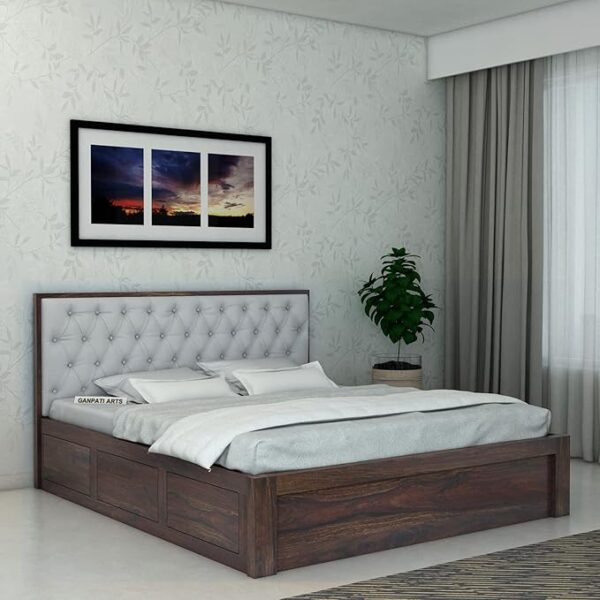 King Size Bed with Storage Box Sheesham Wood