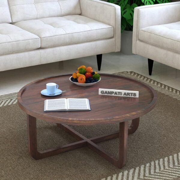 Ganpati Arts Solid Sheesham Wood Round Coffee Table