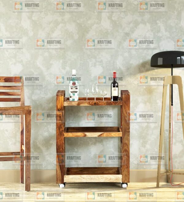 WOODTREND Solid Wood Bar Trolley