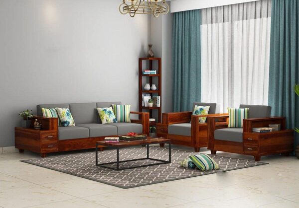 Tulsi Art WOODTREND Solid Sheesham Wood Sofa Set 5 Seater Furniture