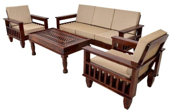 Tulsi Art WOODTREND Solid Sheesham Wood 5 Seater Furniture Sofa Set…