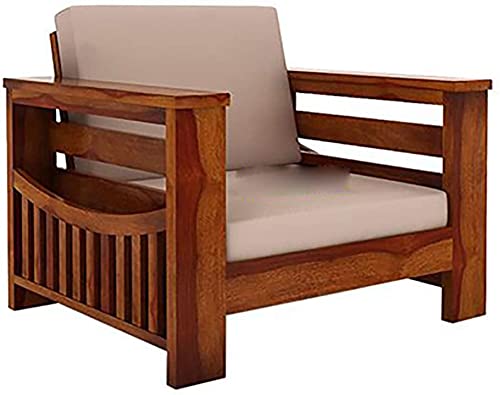 Wooden Solid Sheesham Wood Sofa 1 Seater for Living Room